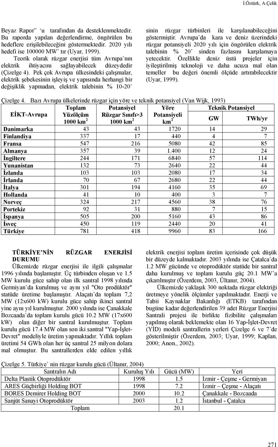 Pek çok Avrupa ülkesindeki çalışmalar, elektrik şebekesinin işleyiş ve yapısında herhangi bir değişiklik yapmadan, elektrik talebinin % 10-20 sinin rüzgar türbinleri ile karşılanabileceğini