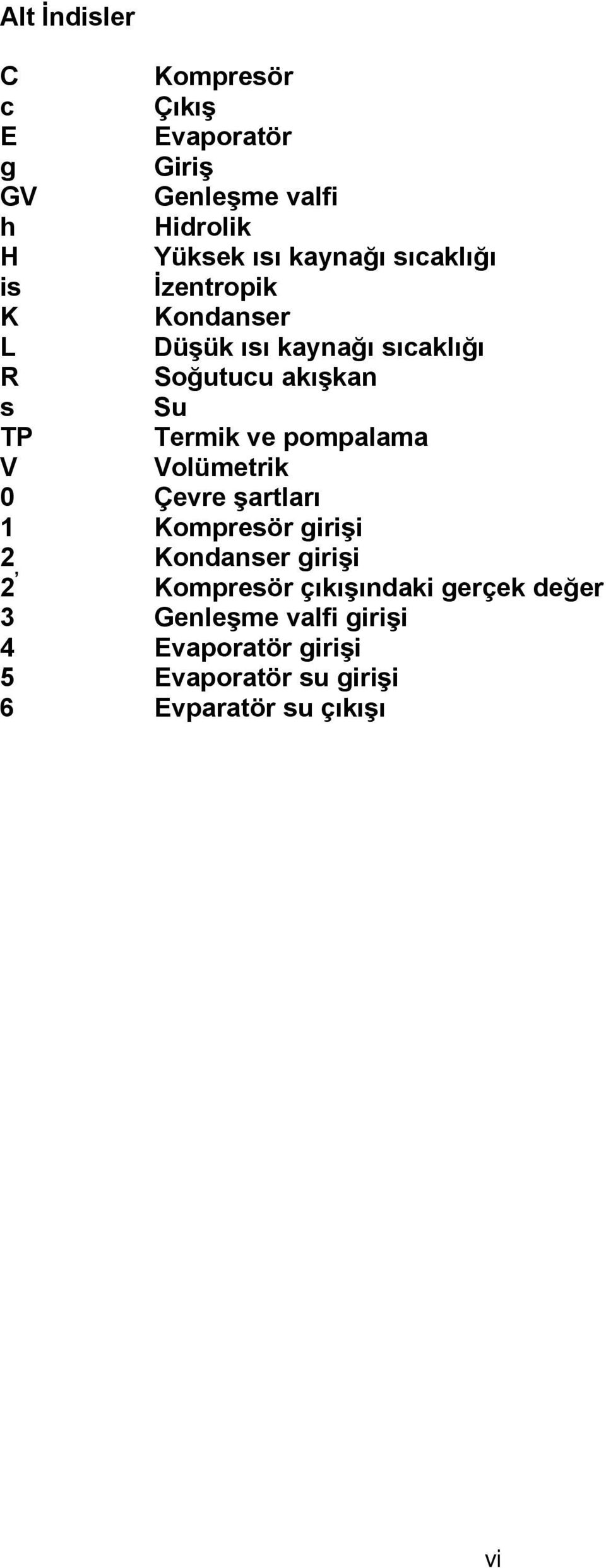 pompalama V Volümetrik 0 Çevre şartları 1 Kompresör girişi 2 Kondanser girişi 2 Kompresör çıkışındaki