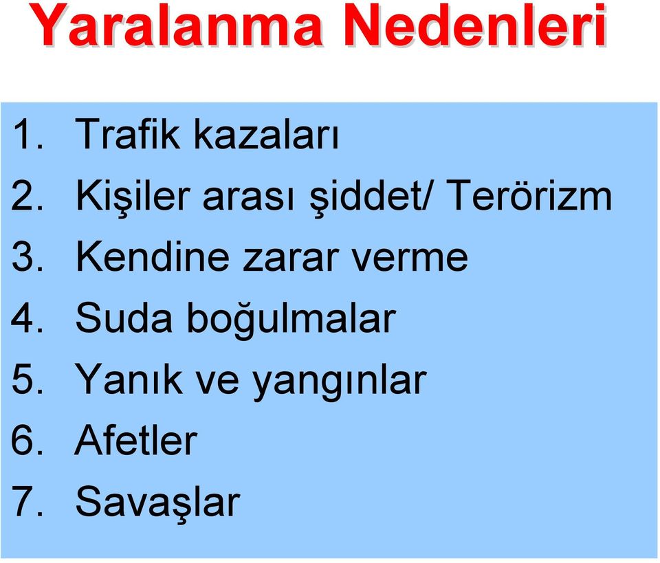 Kişiler arası şiddet/ Terörizm 3.