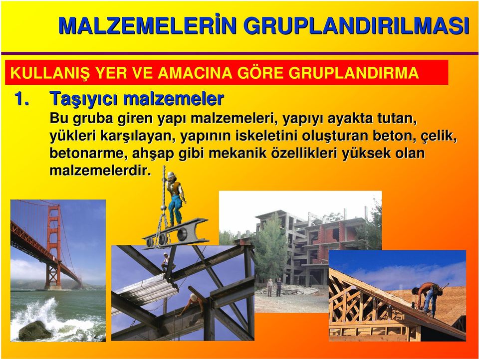 tutan, yükleri karşı şılayan, yapının n iskeletini oluşturan beton,