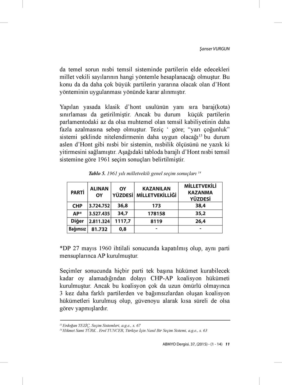 Yapılan yasada klasik d hont usulünün yanı sıra baraj(kota) sınırlaması da getirilmiştir.