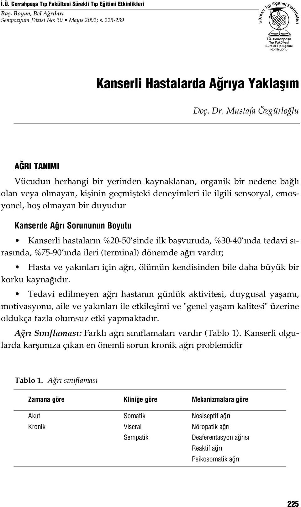 duyudur Kanserde A r Sorununun Boyutu Kanserli hastaların %20-50 sinde ilk başvuruda, %30-40 ında tedavi sırasında, %75-90 ında ileri (terminal) dönemde ağrı vardır; Hasta ve yakınları için ağrı,