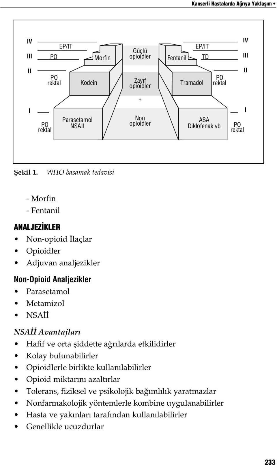 WHO basamak tedavisi - Morfin - Fentanil ANALJEZ KLER Non-opioid İlaçlar Opioidler Adjuvan analjezikler Non-Opioid Analjezikler Parasetamol Metamizol NSAİİ NSA Avantajlar Hafif ve