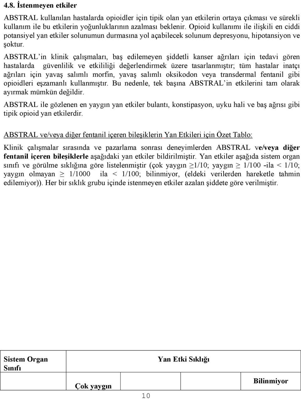 ABSTRAL in klinik çalışmaları, baş edilemeyen şiddetli kanser ağrıları için tedavi gören hastalarda güvenlilik ve etkililiği değerlendirmek üzere tasarlanmıştır; tüm hastalar inatçı ağrıları için