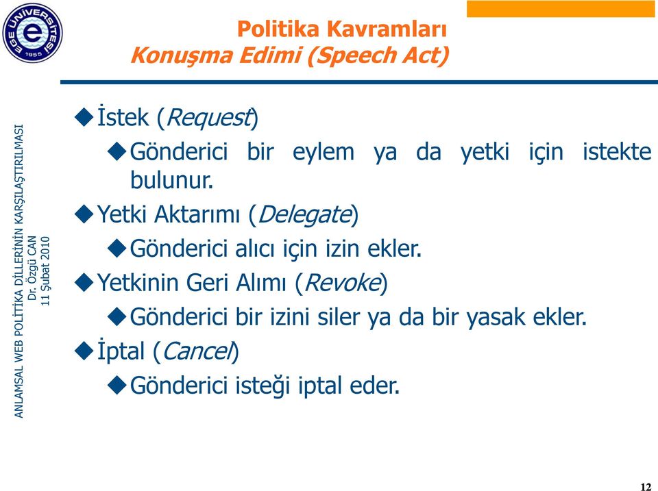 Yetki Aktarımı (Delegate) Gönderici alıcı için izin ekler.