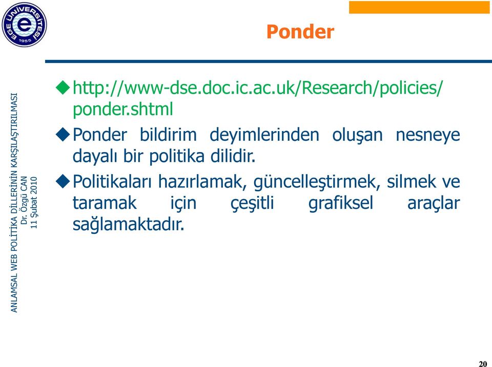 shtml Ponder bildirim deyimlerinden oluşan nesneye dayalı bir