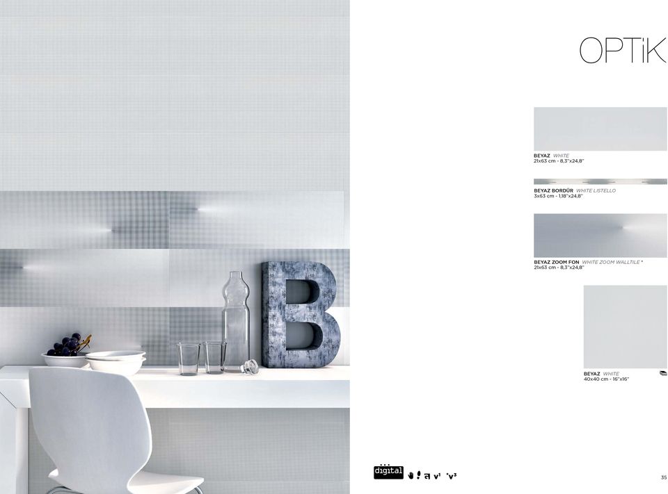 BEYAZ ZOOM FON WHITE ZOOM WALLTILE * 21x63 cm