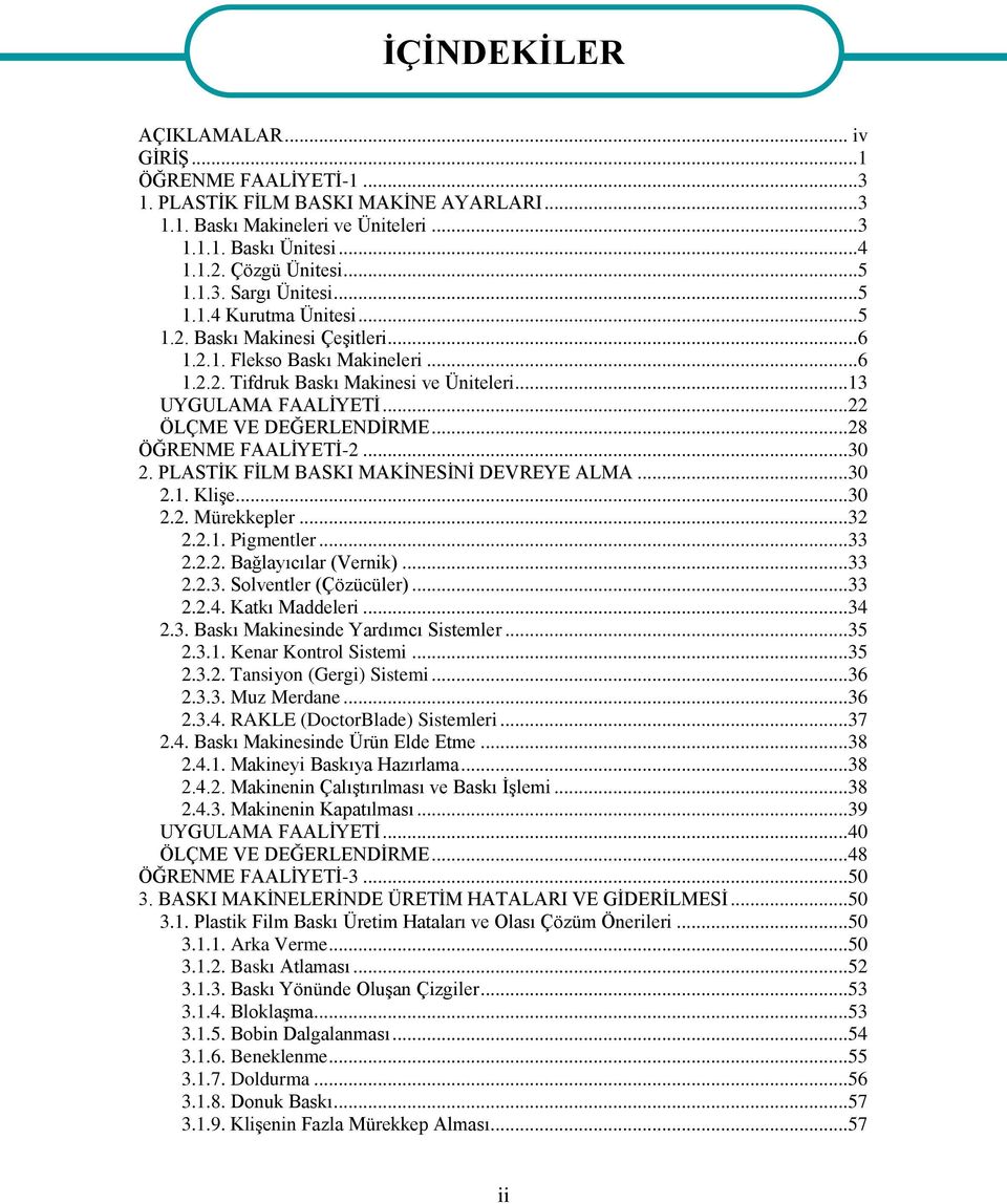 .. 22 ÖLÇME VE DEĞERLENDİRME... 28 ÖĞRENME FAALİYETİ-2... 30 2. PLASTİK FİLM BASKI MAKİNESİNİ DEVREYE ALMA... 30 2.1. Klişe... 30 2.2. Mürekkepler... 32 2.2.1. Pigmentler... 33 2.2.2. Bağlayıcılar (Vernik).