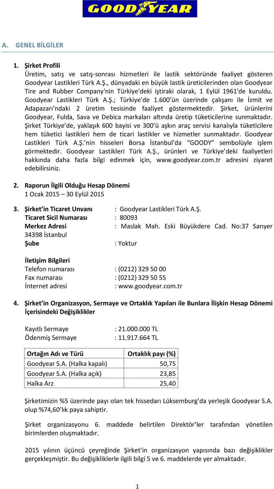 Şirket, ürünlerini Goodyear, Fulda, Sava ve Debica markaları altında üretip tüketicilerine sunmaktadır.