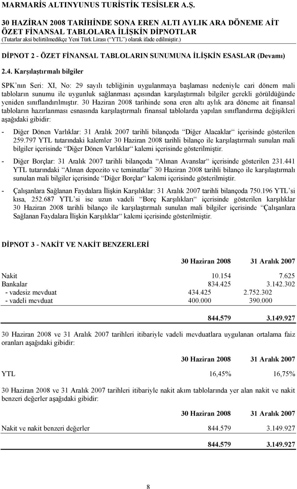 gerekli görüldüğünde yeniden sınıflandırılmıştır.