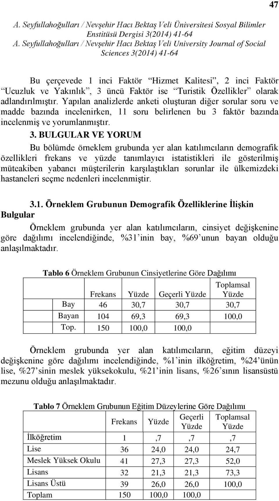 faktör bazında incelenmiş ve yorumlanmıştır. 3.