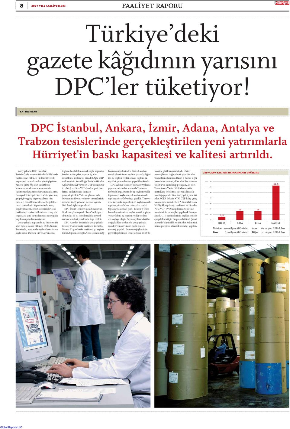 2007 yılında DPC stanbul Tesisleri'nde, mevcut iki adet MAN baskı makinesine eklenen iki kule ile renk kapasitesi bu makineler için 64/40'tan 72/48'e çıktı.