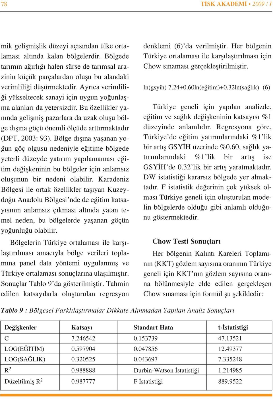 Ayr ca verimlili- i yükseltecek sanayi için uygun yo unlaflma alanlar da yetersizdir.