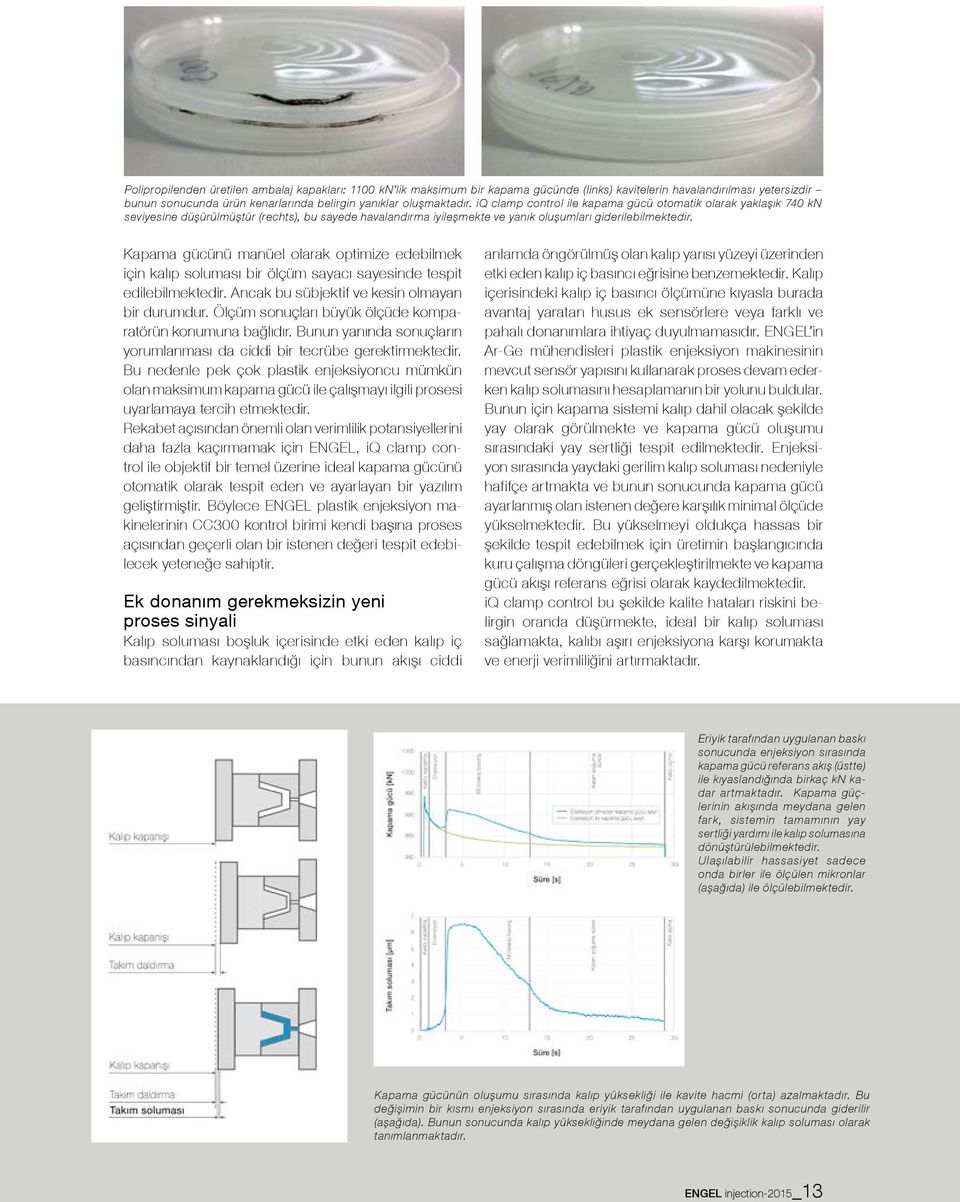 Kapama gücünü manüel olarak optimize edebilmek için kalıp soluması bir ölçüm sayacı sayesinde tespit edilebilmektedir. Ancak bu sübjektif ve kesin olmayan bir durumdur.