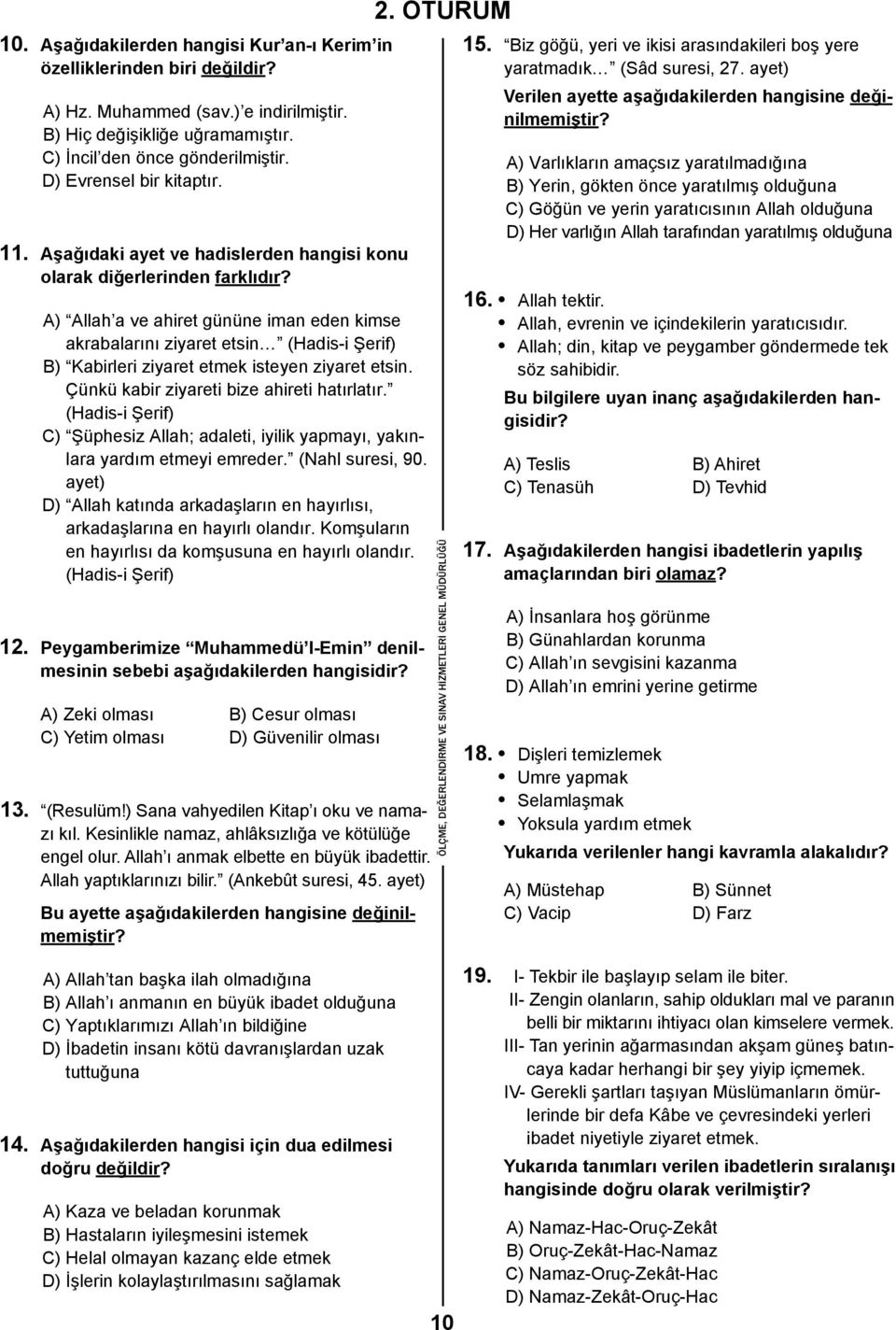 A) Allah a ve ahiret gününe iman eden kimse akrabalarını ziyaret etsin (Hadis-i Şerif) B) Kabirleri ziyaret etmek isteyen ziyaret etsin. Çünkü kabir ziyareti bize ahireti hatırlatır.