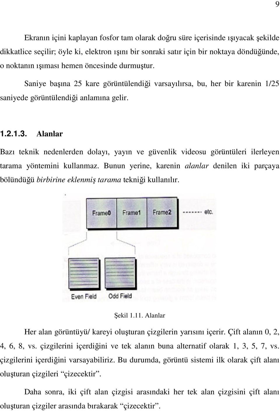 Alanlar Bazı teknik nedenlerden dolayı, yayın ve güvenlik videosu görüntüleri ilerleyen tarama yöntemini kullanmaz.