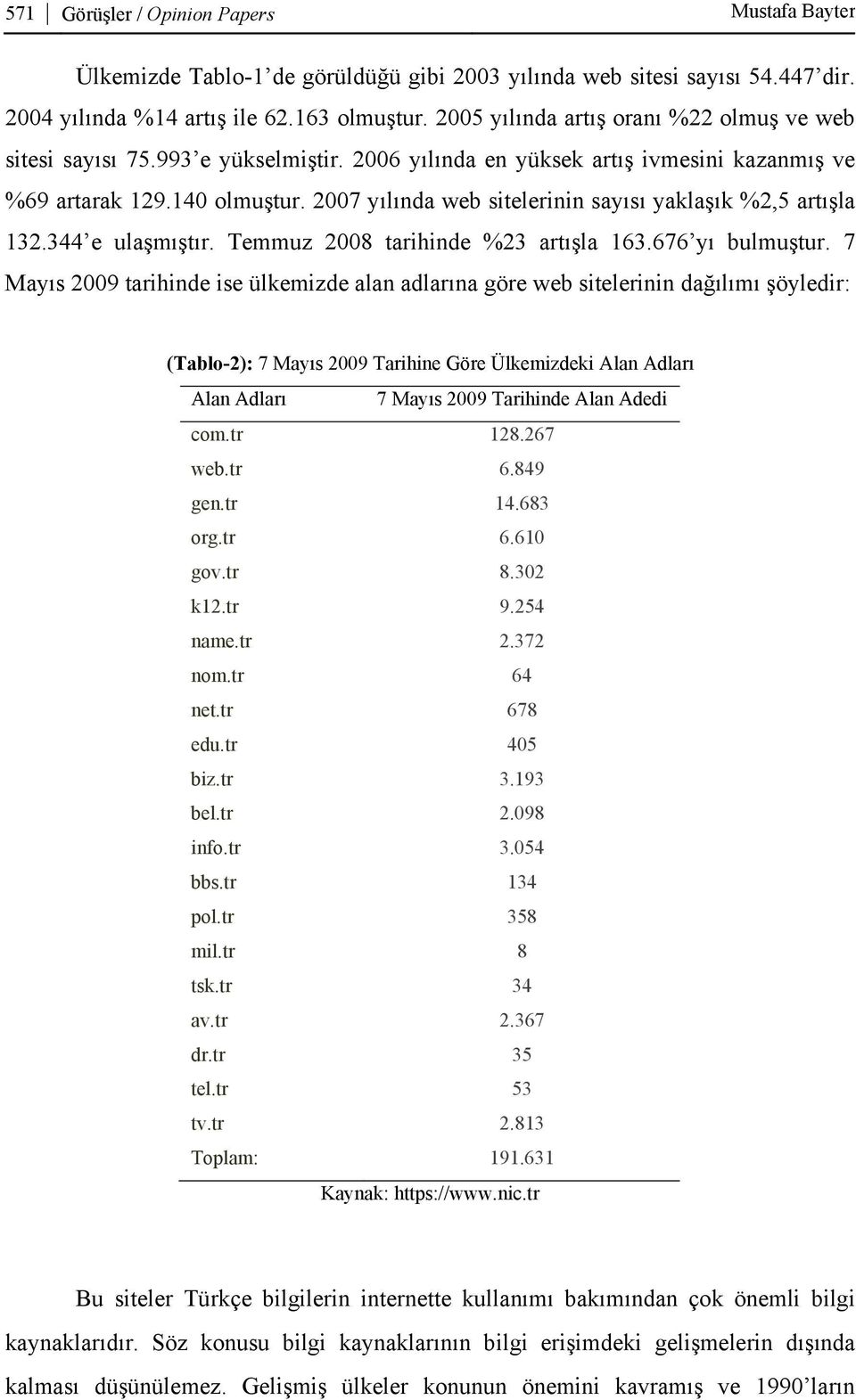 2007 yılında web sitelerinin sayısı yaklaşık %2,5 artışla 132.344 e ulaşmıştır. Temmuz 2008 tarihinde %23 artışla 163.676 yı bulmuştur.