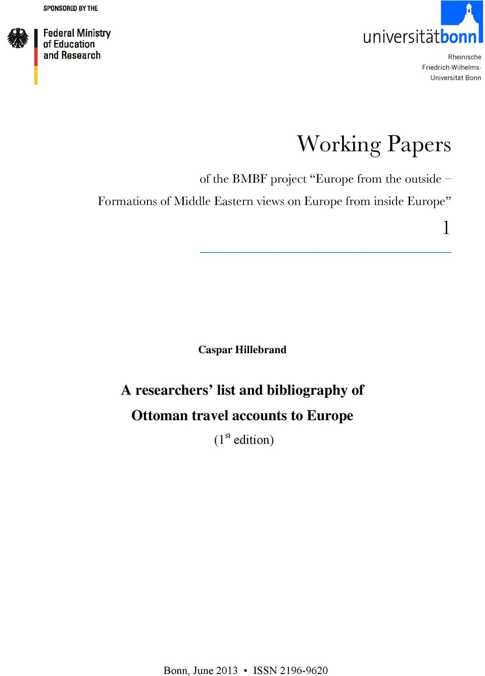 from inside Europe 1 Caspar Hillebrand A researchers list and bibliography of