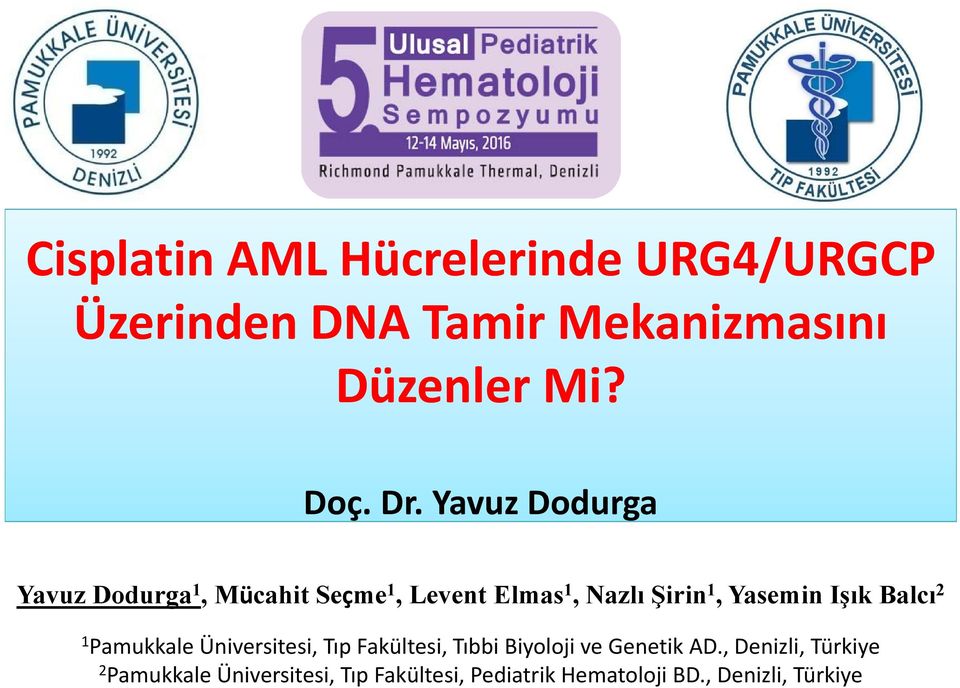 Işık Balcı 2 1 Pamukkale Üniversitesi, Tıp Fakültesi, Tıbbi Biyoloji ve Genetik AD.