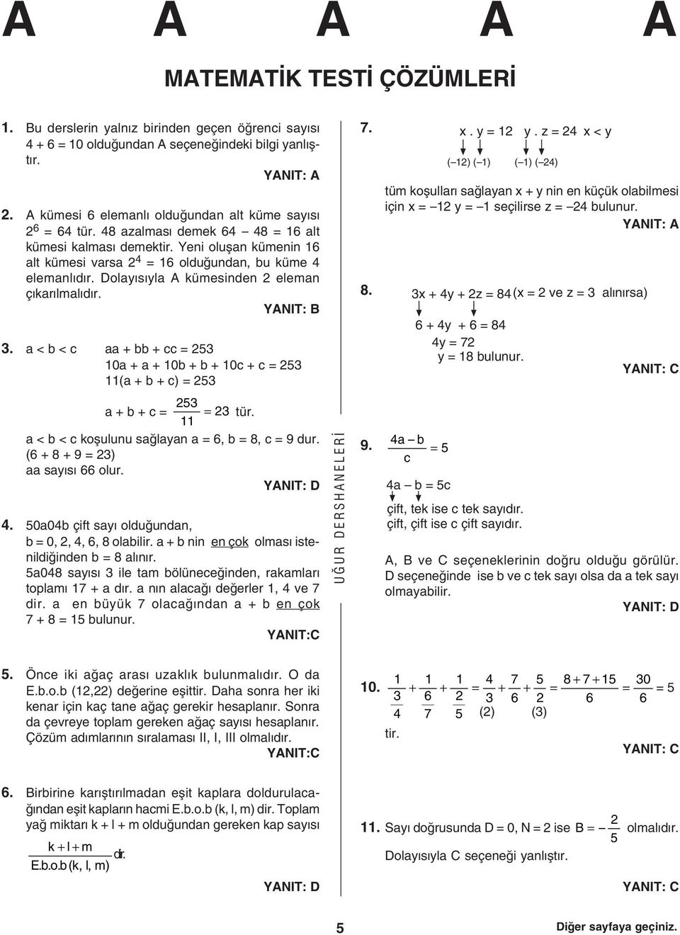 . a < b < c aa + bb + cc 5 10a + a + 10b + b + 10c + c 5 11(a + b + c) 5 7. 8. x. y 1 ( 1) ( 1) y.