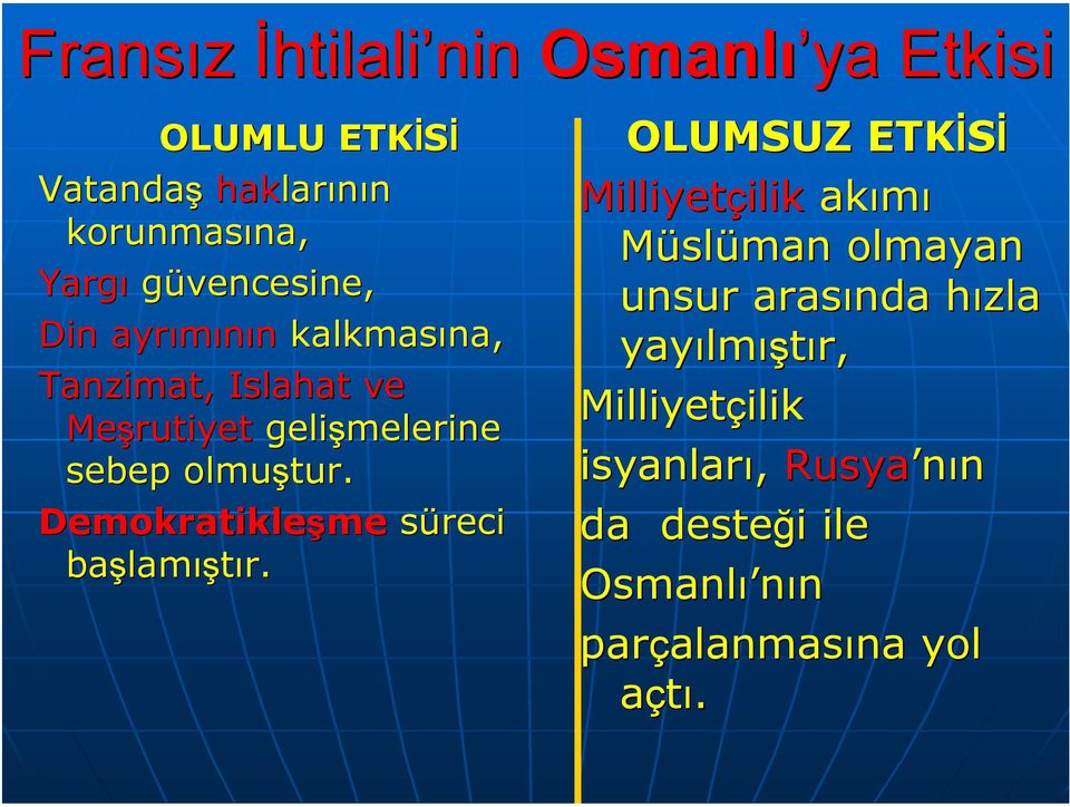 Demokratikleşme me süreci başlam lamıştır.