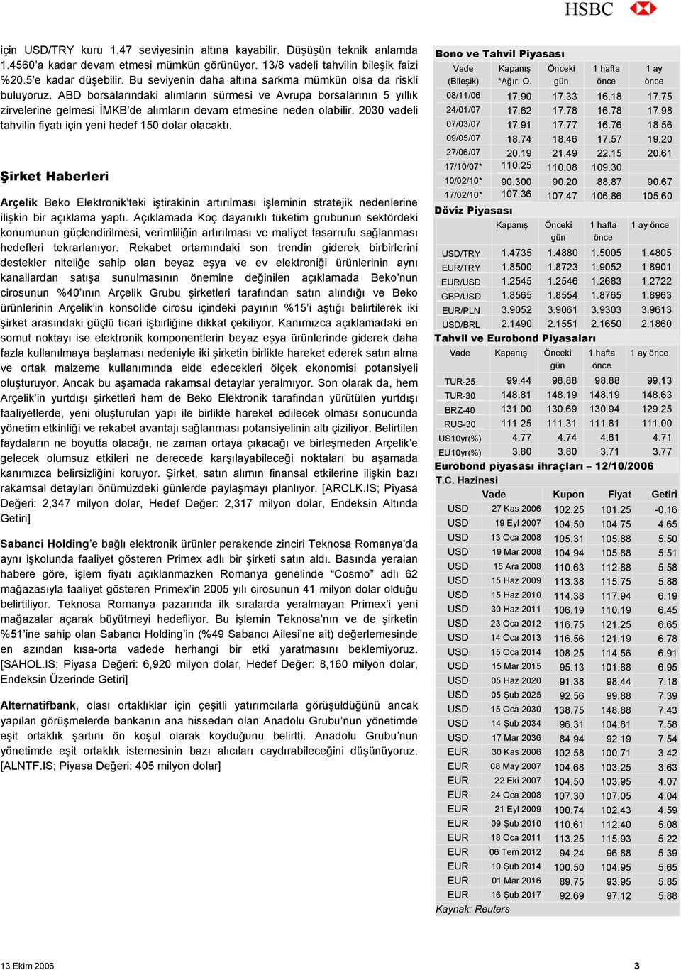 ABD borsalarındaki alımların sürmesi ve Avrupa borsalarının 5 yıllık zirvelerine gelmesi İMKB de alımların devam etmesine neden olabilir.