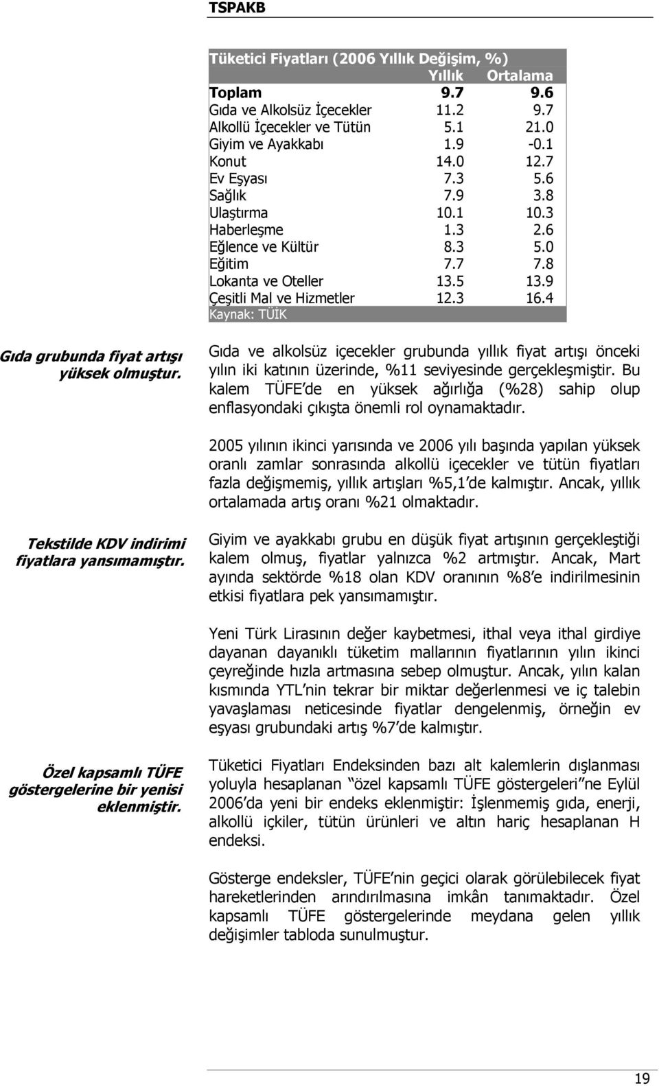 4 Kaynak: TÜİK Gıda grubunda fiyat artışı yüksek olmuştur. Gıda ve alkolsüz içecekler grubunda yıllık fiyat artışı önceki yılın iki katının üzerinde, %11 seviyesinde gerçekleşmiştir.