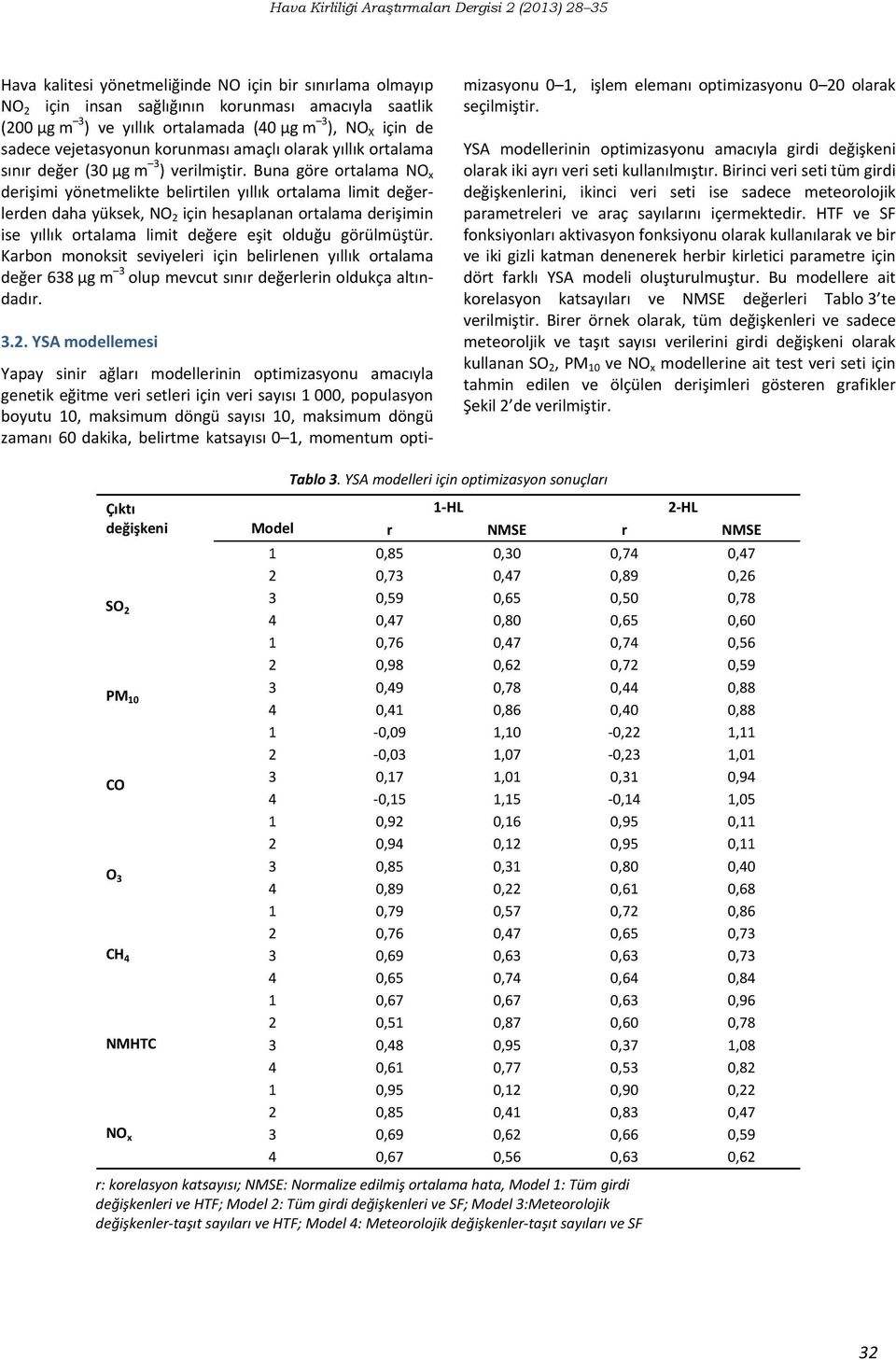 Buna göre ortalama NO x derişimi yönetmelikte belirtilen yıllık ortalama limit değerlerden daha yüksek, NO 2 için hesaplanan ortalama derişimin ise yıllık ortalama limit değere eşit olduğu