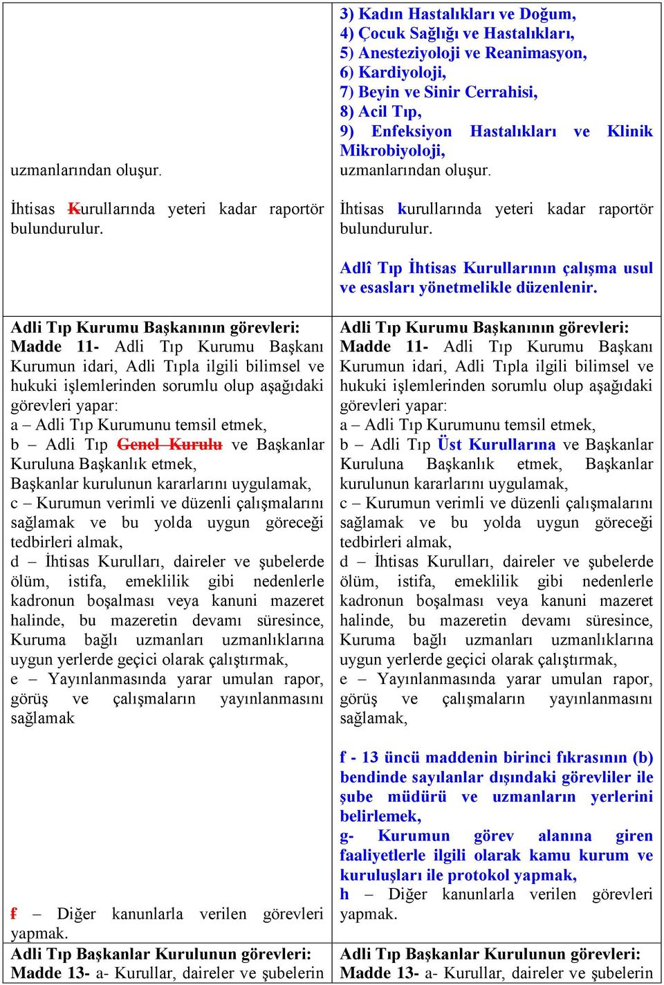 Mikrobiyoloji, uzmanlarından oluģur. Ġhtisas kurullarında yeteri kadar raportör bulundurulur. Adlî Tıp Ġhtisas Kurullarının çalıģma usul ve esasları yönetmelikle düzenlenir.