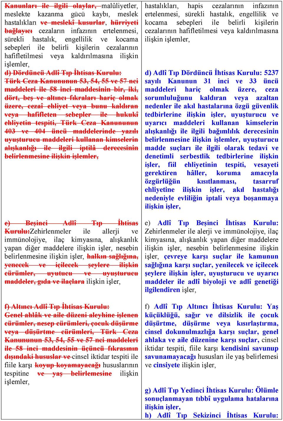 inci maddesinin bir, iki, dört, beģ ve altıncı fıkraları hariç olmak üzere, cezaî ehliyet veya bunu kaldıran veya hafifleten sebepler ile hukukî ehliyetin tespiti, Türk Ceza Kanununun 403 ve 404 üncü