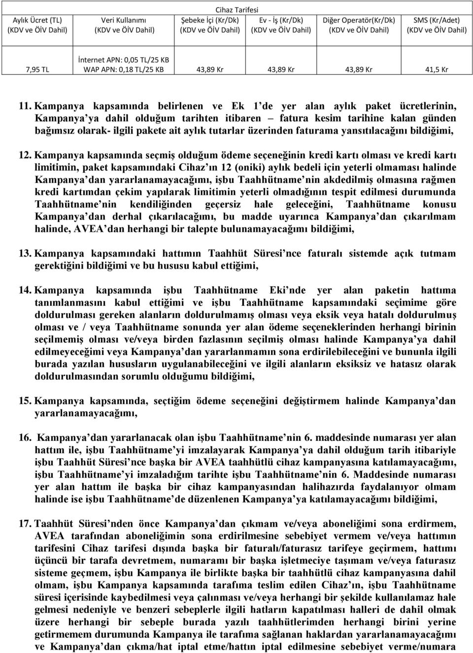 Kampanya kapsamında belirlenen ve Ek 1 de yer alan aylık paket ücretlerinin, Kampanya ya dahil olduğum tarihten itibaren fatura kesim tarihine kalan günden bağımsız olarak- ilgili pakete ait aylık