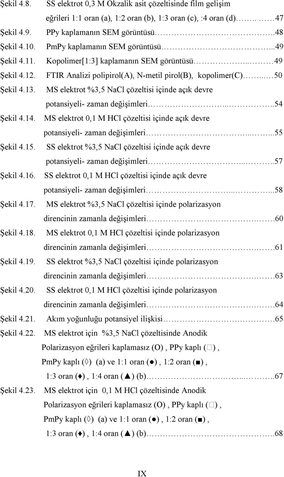 ..49 Kopolimer[1:3] kaplamanın SEM görüntüsü... 49 FTIR Analizi polipirol(a), N-metil pirol(b), kopolimer(c)... 50 MS elektrot %3,5 NaCl çözeltisi içinde açık devre potansiyeli- zaman değişimleri.