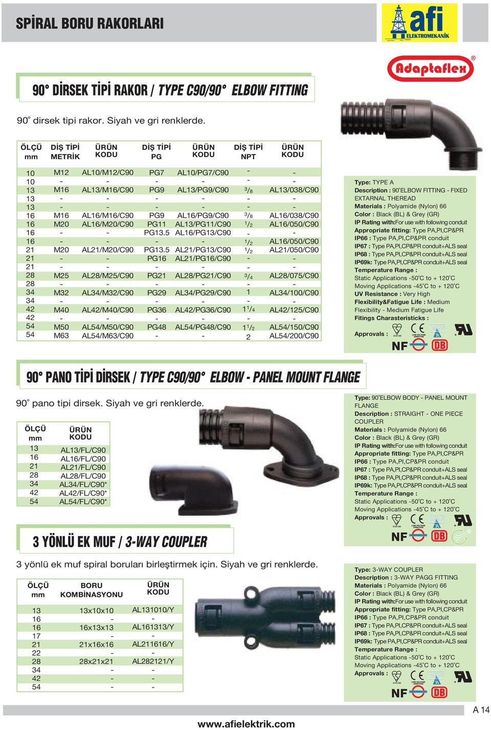 AL/1/90 AL/0/90 Type: TYPE A Description : 90 ELBOW ITTING IXED EXTARNAL THEREAD olor : Black (BL) & Grey (GR) IP Rating with:or use with following conduit Appropriate fitting: Type PA,PI,P&PR IP66 :