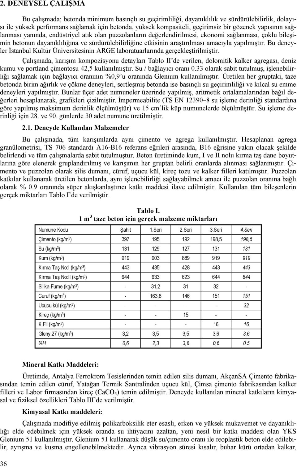 araştırılması amacıyla yapılmıştır. Bu deneyler İstanbul Kültür Üniversitesinin ARGE laboratuarlarında gerçekleştirilmiştir.