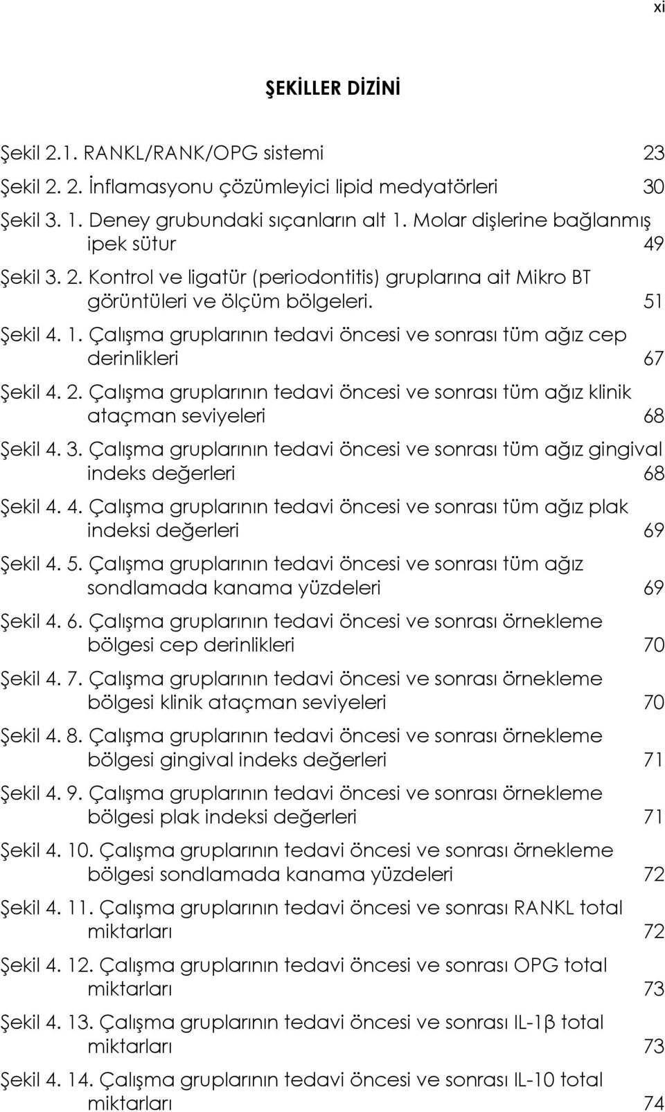 Çalışma gruplarının tedavi öncesi ve sonrası tüm ağız cep derinlikleri 67 Şekil 4. 2. Çalışma gruplarının tedavi öncesi ve sonrası tüm ağız klinik ataçman seviyeleri 68 Şekil 4. 3.