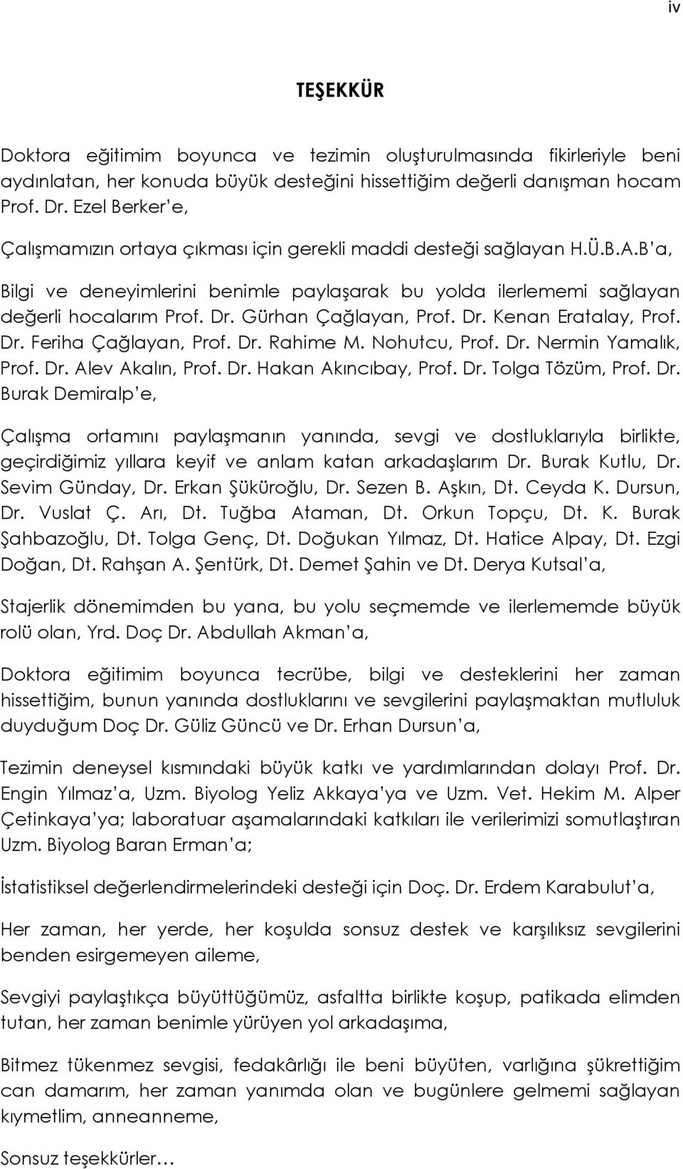 Gürhan Çağlayan, Prof. Dr. Kenan Eratalay, Prof. Dr. Feriha Çağlayan, Prof. Dr. Rahime M. Nohutcu, Prof. Dr. Nermin Yamalık, Prof. Dr. Alev Akalın, Prof. Dr. Hakan Akıncıbay, Prof. Dr. Tolga Tözüm, Prof.