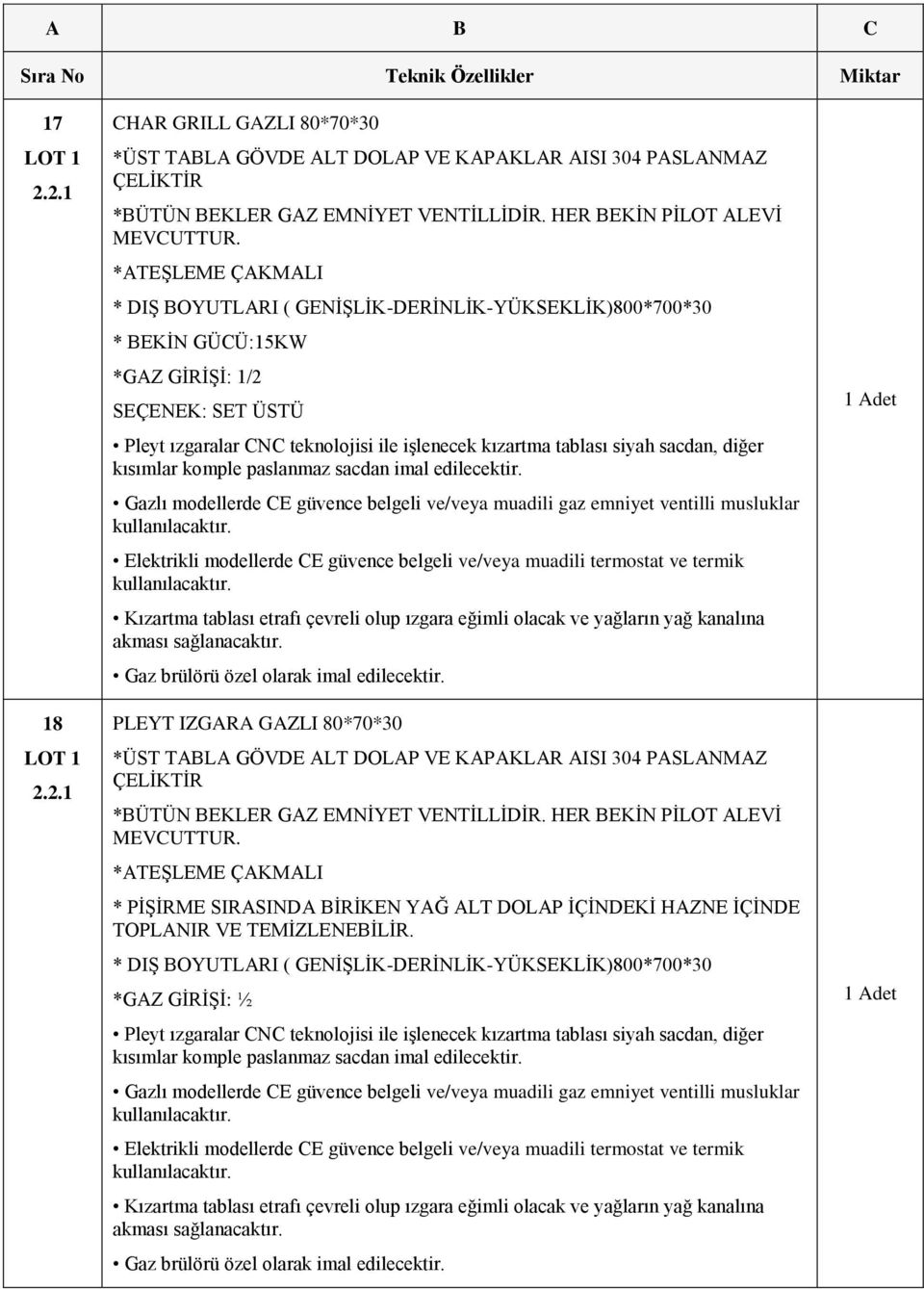 sacdan, diğer kısımlar komple paslanmaz sacdan imal edilecektir.