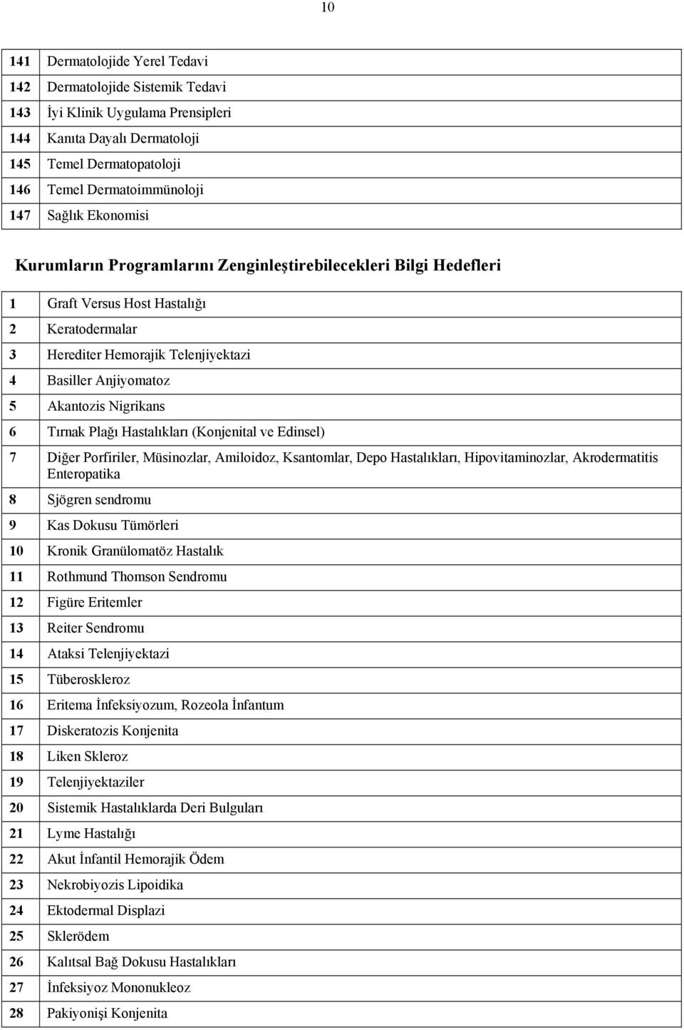 Nigrikans 6 Tırnak Plağı Hastalıkları (Konjenital ve Edinsel) 7 Diğer Porfiriler, Müsinozlar, Amiloidoz, Ksantomlar, Depo Hastalıkları, Hipovitaminozlar, Akrodermatitis Enteropatika 8 Sjögren