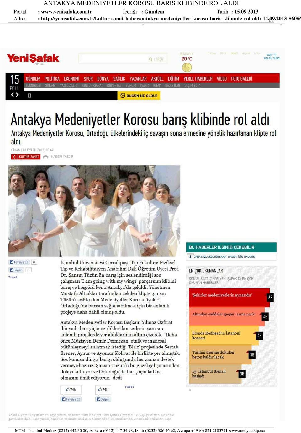 2013 : http://yenisafak.com.