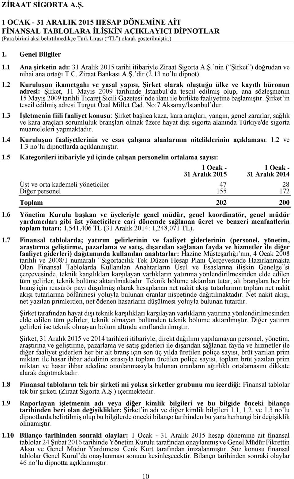 2 Kuruluşun ikametgahı ve yasal yapısı, Şirket olarak oluştuğu ülke ve kayıtlı büronun adresi: Şirket, 11 Mayıs 2009 tarihinde İstanbul da tescil edilmiş olup, ana sözleşmenin 15 Mayıs 2009 tarihli