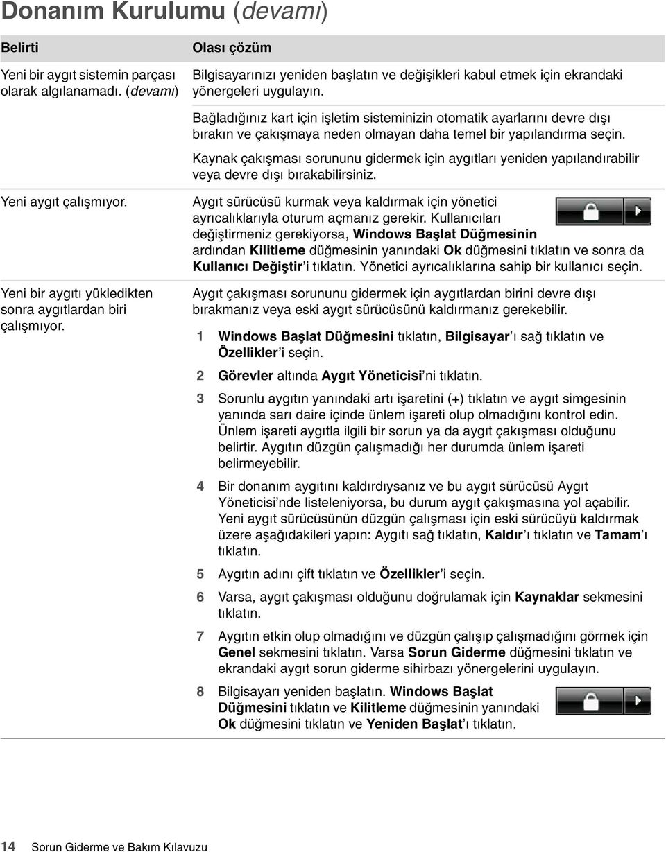 Bağladığınız kart için işletim sisteminizin otomatik ayarlarını devre dışı bırakın ve çakışmaya neden olmayan daha temel bir yapılandırma seçin.