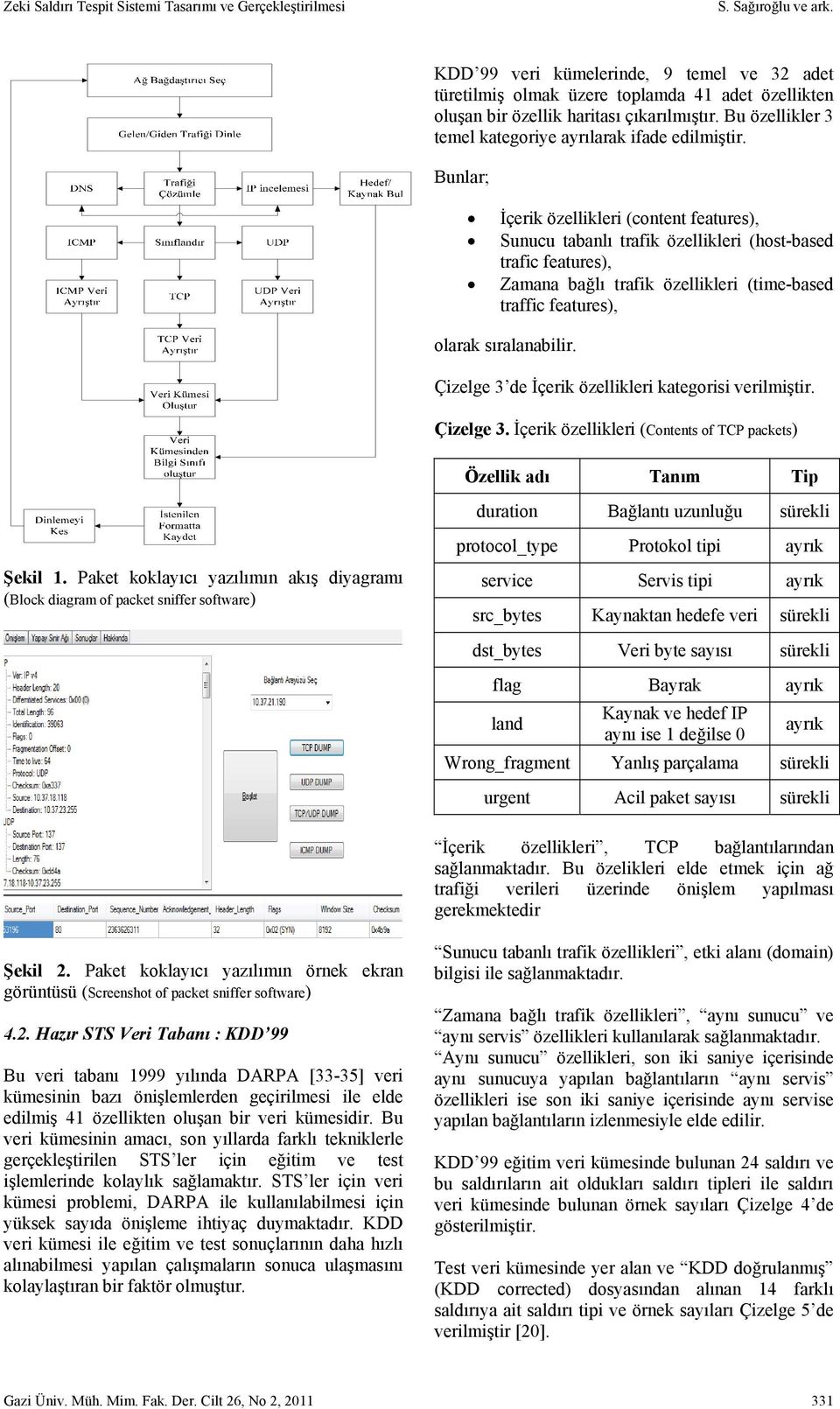 Bunlar; İçerik özellikleri (content features), Sunucu tabanlı trafik özellikleri (host-based trafic features), Zamana bağlı trafik özellikleri (time-based traffic features), olarak sıralanabilir.