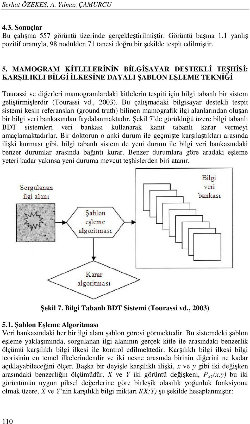 MAMOGRAM KİTLELERİNİN BİLGİSAYAR DESTEKLİ TEŞHİSİ: KARŞILIKLI BİLGİ İLKESİNE DAYALI ŞABLON EŞLEME TEKNİĞİ Tourassi ve diğerleri mamogramlardaki kitlelerin tespiti için bilgi tabanlı bir sistem