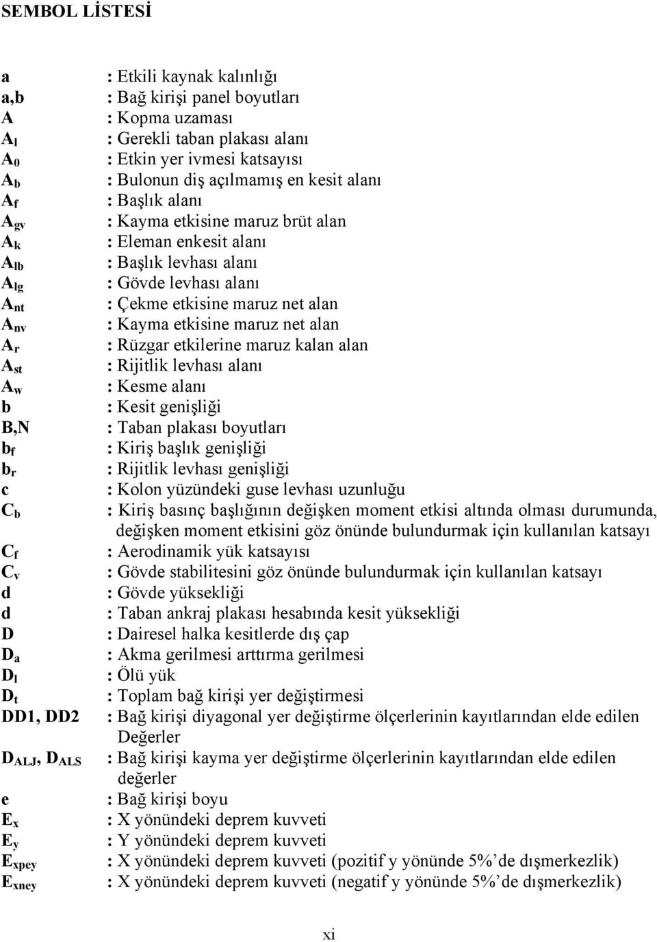 alanı : Başlık levhası alanı : Gövde levhası alanı : Çekme etkisine maruz net alan : Kama etkisine maruz net alan : Rüzgar etkilerine maruz kalan alan : Rijitlik levhası alanı : Kesme alanı : Kesit