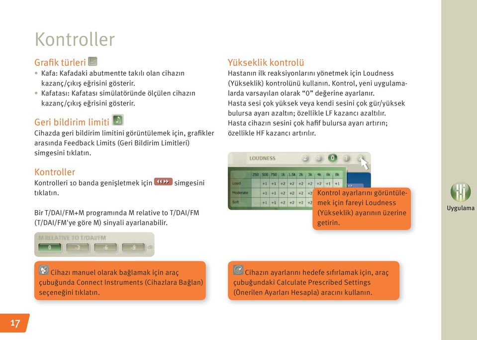 Kontroller Kontrolleri 10 banda genişletmek için tıklatın. simgesini Bir T/DAI/FM+M programında M relative to T/DAI/FM (T/DAI/FM'ye göre M) sinyali ayarlanabilir.