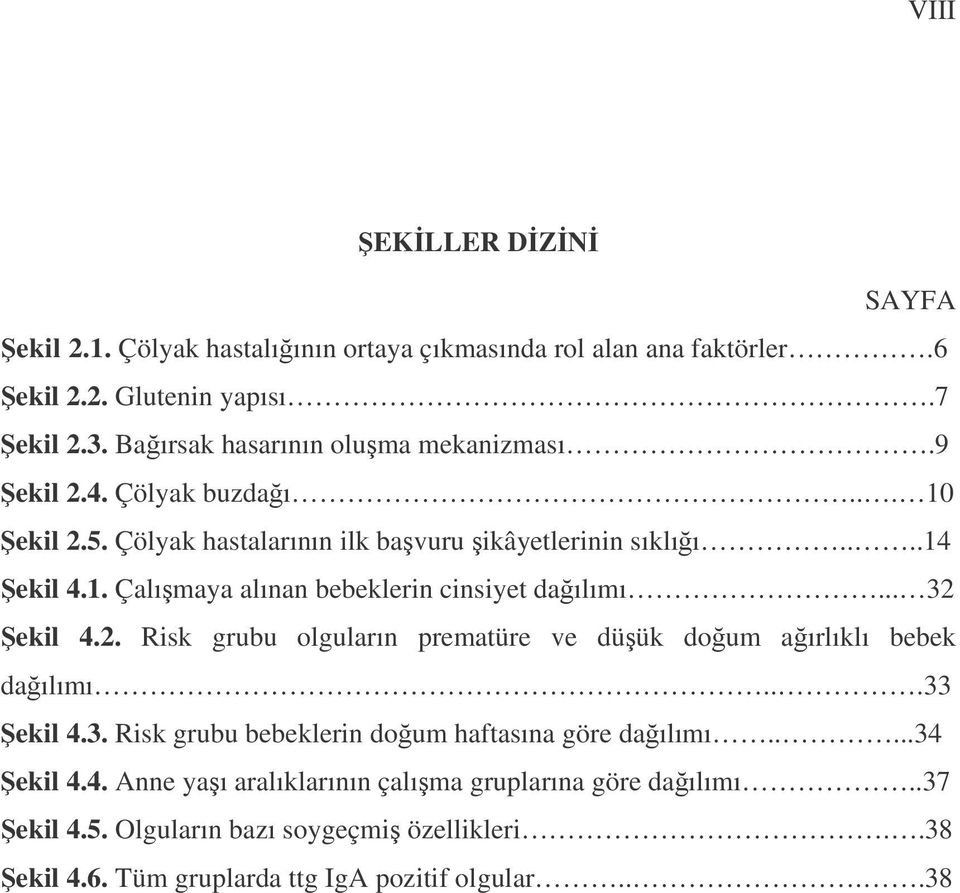 .. 32 ekil 4.2. Risk grubu olguların prematüre ve düük doum aırlıklı bebek daılımı...33 ekil 4.3. Risk grubu bebeklerin doum haftasına göre daılımı.....34 ekil 4.