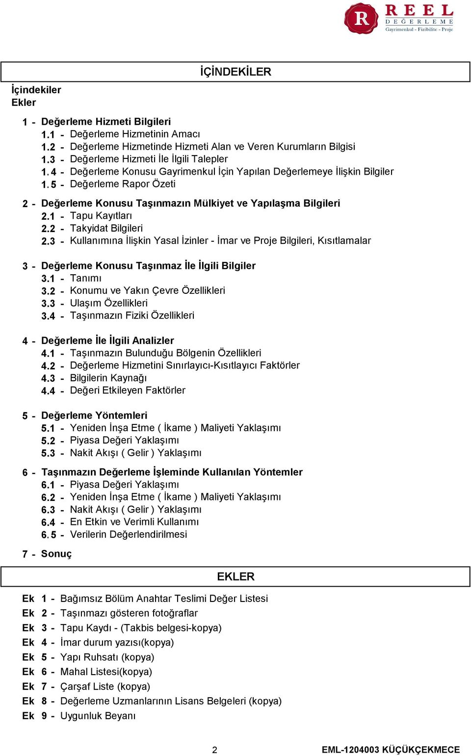 1 - Tapu Kayıtları 2.2 - Takyidat Bilgileri 2.3 - Kullanımına İlişkin Yasal İzinler - İmar ve Proje Bilgileri, Kısıtlamalar 3-4 - 5-6 - 7 - Değerleme Konusu Taşınmaz İle İlgili Bilgiler 3.