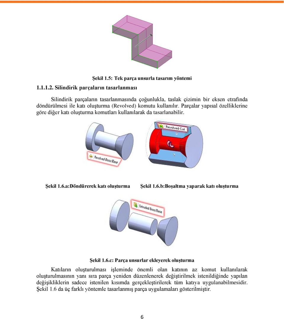 Parçalar yapısal özelliklerine göre diğer katı oluşturma komutları kullanılarak da tasarlanabilir. Şekil 1.6.