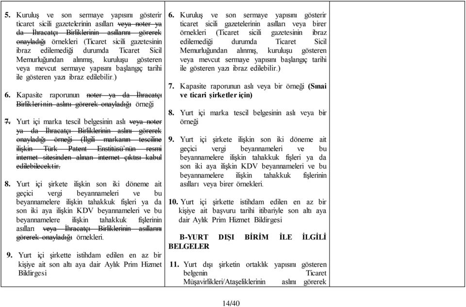 Kapasite raporunun noter ya da İhracatçı Birliklerinin aslını görerek onayladığı örneği 7.