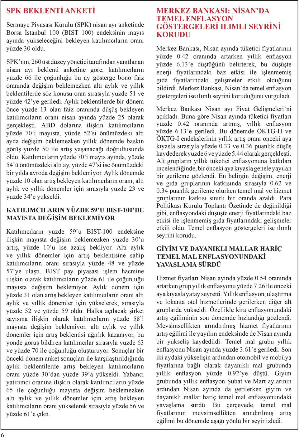 yıllık beklentilerde söz konusu oran sırasıyla yüzde 51 ve yüzde 42 ye geriledi.